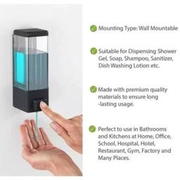 SPETLEK 2 x Liquid Soap Dispenser Hand Wash Toilet Bath Black - thumbnail 3