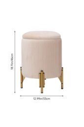 Living and Home Modern Pleated Storage Ottoman with Metal Base in Beige - thumbnail 5
