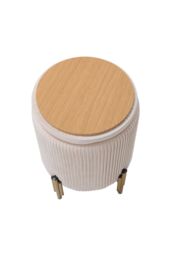 Living and Home Modern Pleated Make-up Chaire Storage Ottoman with Metal Base in Beige - thumbnail 8
