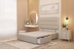 Somnior Chambery Tweed Fabric Hybrid Pocket Sprung Orthopaedic Divan Bed Set with 2 Drawers & Upholstered Headboard in Natural - Size: Super King - thumbnail 5