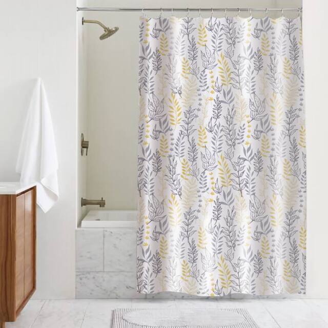 Showerdrape Fernland Grey & Yellow Shower Curtain - image 1