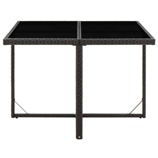 Berkfield Home Garden Table Black 109x107x74 cm Poly Rattan & Glass - Size: 109 x 107 x 74 cm - image 1