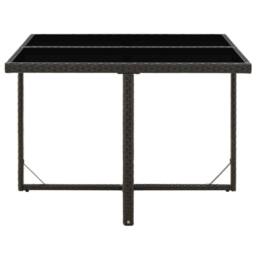 Berkfield Home Garden Table Black 109x107x74 cm Poly Rattan & Glass - Size: 109 x 107 x 74 cm - thumbnail 3