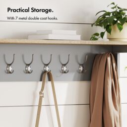 VonHaus Ash Hall Wall Mounted 7 Coat Hooks with Shelf in Grey - Size: 1 Pack - thumbnail 5