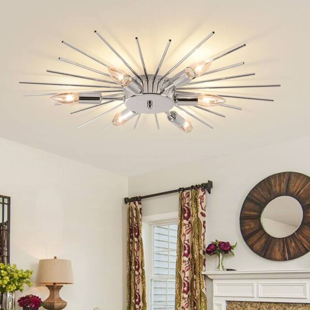Garwarm 6 - Light 60cm Dimmable Sputnik Flush Mount in Metallic Silver - image 1
