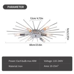 Garwarm 6 - Light 60cm Dimmable Sputnik Flush Mount in Metallic Silver - thumbnail 5