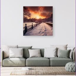 Warren Reed - Designer A Snowy Walk In London Canvas - Size: w40 inch x h40 inch - thumbnail 1