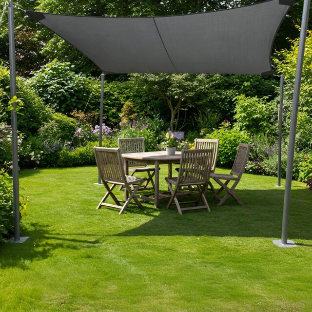 Primrose 3.6m Square Pro Waterproof Garden Sail Shade Canopy 98% UV Block in Charcoal - image 1