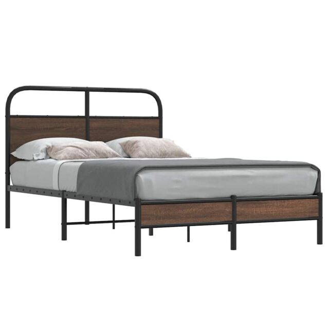 Berkfield Home Bed Frame without Mattress 140x200 cm Brown Oak Engineered Wood - image 1
