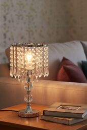Living and Home Luxury Table Lamp with shiny silver-toned metallic in Silver - thumbnail 2