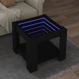 Berkfield Home Coffee Table with LED Black 53x53x45 cm Engineered Wood - Size: 53 x 53 x 45 cm - thumbnail 1