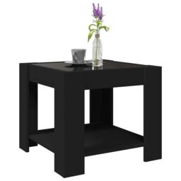Berkfield Home Coffee Table with LED Black 53x53x45 cm Engineered Wood - Size: 53 x 53 x 45 cm - thumbnail 5