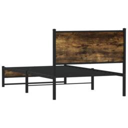 Berkfield Home Metal Bed Frame without Mattress Smoked Oak 100x190 cm in Brown - thumbnail 7