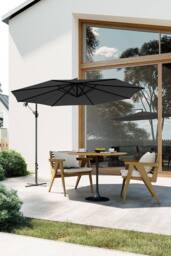 Garden Sanctuary Garden 3m Banana Parasol Large Cantileverwith Cross Base in Dark Grey - thumbnail 2