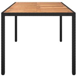 Berkfield Home Garden Table 190x90x75 cm Poly Rattan & Acacia Wood Black - Size: 190 x 90 x 75 cm - thumbnail 4
