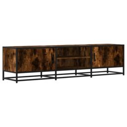 Berkfield Home TV Cabinet Smoked Oak 160x35x41 cm Engineered Wood & Metal in Brown - Size: 160 x 35 x 41 cm - thumbnail 2