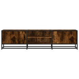 Berkfield Home TV Cabinet Smoked Oak 160x35x41 cm Engineered Wood & Metal in Brown - Size: 160 x 35 x 41 cm - thumbnail 4