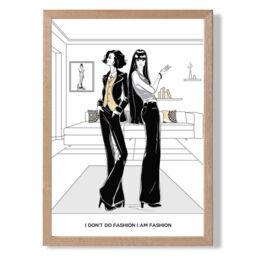 ARTZE I am Fashion Sketch Quote Style & Fashion Framed Print SIZE: A2 with Oak Frame in Yellow - Size: A4