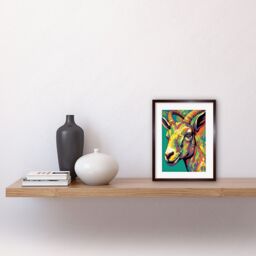 "Artery8 Wall Art Print The Trippy Goat Psychedelic Portrait Vibrant Colourful Patterns Modern Pop Artwork Framed 9X7 Inch in Brown - Size: W7"" x H9""" - thumbnail 2
