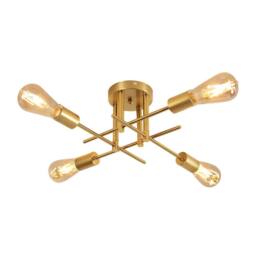 COMELY 4-Light Industrial Ceiling Lights, Vintage Gold Chandelier, E27 Base - thumbnail 1