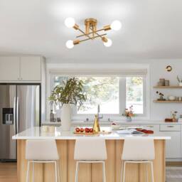 COMELY 4-Light Industrial Ceiling Lights, Vintage Gold Chandelier, E27 Base - thumbnail 4