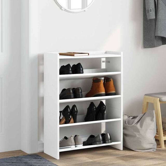 Berkfield Home Shoe Rack White 60x25x81 cm Engineered Wood - Size: 60 x 25 x 81 cm - image 1
