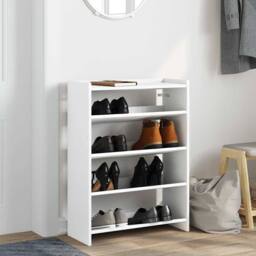 Berkfield Home Shoe Rack White 60x25x81 cm Engineered Wood - Size: 60 x 25 x 81 cm - thumbnail 1