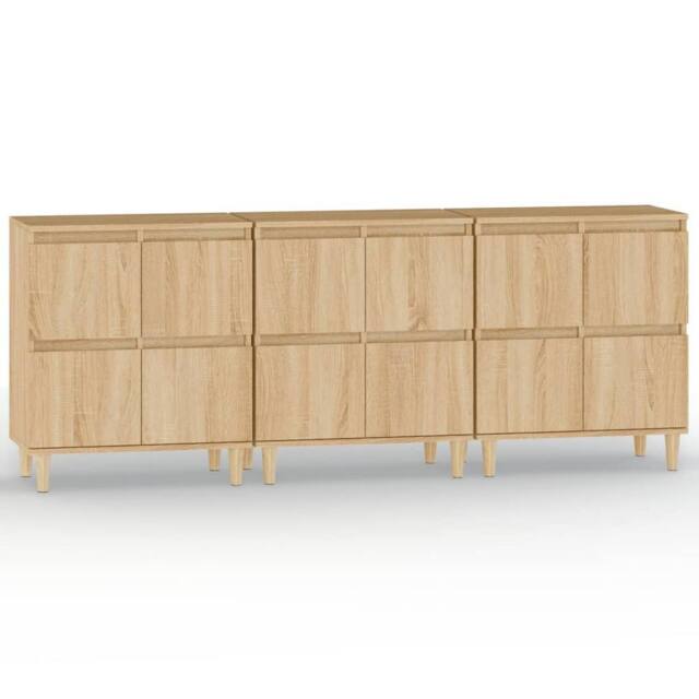 Berkfield Home Sideboards 3 pcs Sonoma Oak 60x35x70 cm Engineered Wood in Brown - Size: 60 x 35 x 70 cm - image 1