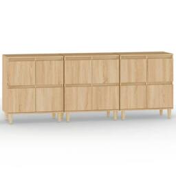 Berkfield Home Sideboards 3 pcs Sonoma Oak 60x35x70 cm Engineered Wood in Brown - Size: 60 x 35 x 70 cm - thumbnail 1