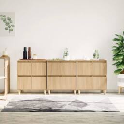 Berkfield Home Sideboards 3 pcs Sonoma Oak 60x35x70 cm Engineered Wood in Brown - Size: 60 x 35 x 70 cm - thumbnail 2