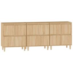 Berkfield Home Sideboards 3 pcs Sonoma Oak 60x35x70 cm Engineered Wood in Brown - Size: 60 x 35 x 70 cm - thumbnail 6