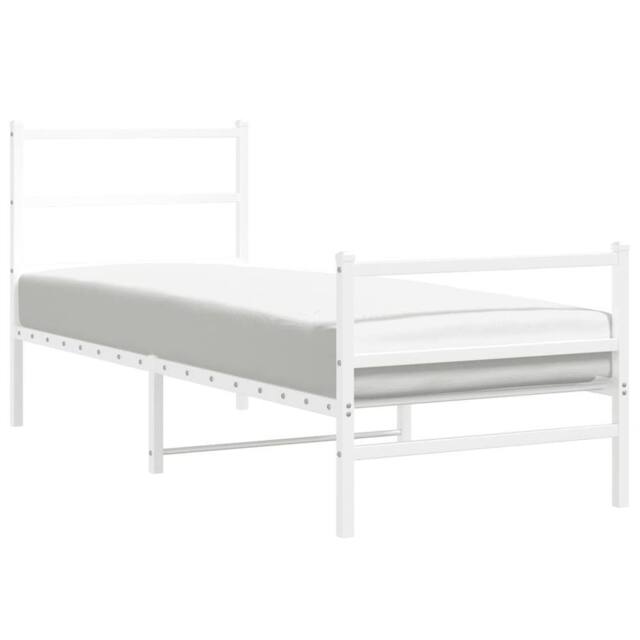 Berkfield Home Metal Bed Frame without Mattress with Footboard¬†White 80x200cm in White - Size: 80x200 cm - image 1