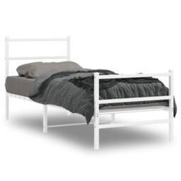 Berkfield Home Metal Bed Frame without Mattress with Footboard¬†White 80x200cm in White - Size: 80x200 cm - thumbnail 2