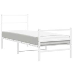 Berkfield Home Metal Bed Frame without Mattress with Footboard¬†White 80x200cm in White - Size: 80x200 cm - thumbnail 1