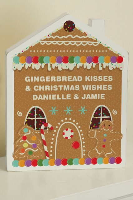 Personalised Memento Company Personalised Gingerbread House Christmas Wooden Ornament in Off-White - image 1