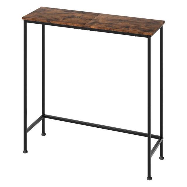 Kelvenix Consola Narrow Console Table Slim Sofa Table Display Shelf Wood Steel in Brown - Size: 100 cm x 100 cm - image 1
