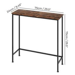 Kelvenix Consola Narrow Console Table Slim Sofa Table Display Shelf Wood Steel in Brown - Size: 100 cm x 100 cm - thumbnail 2