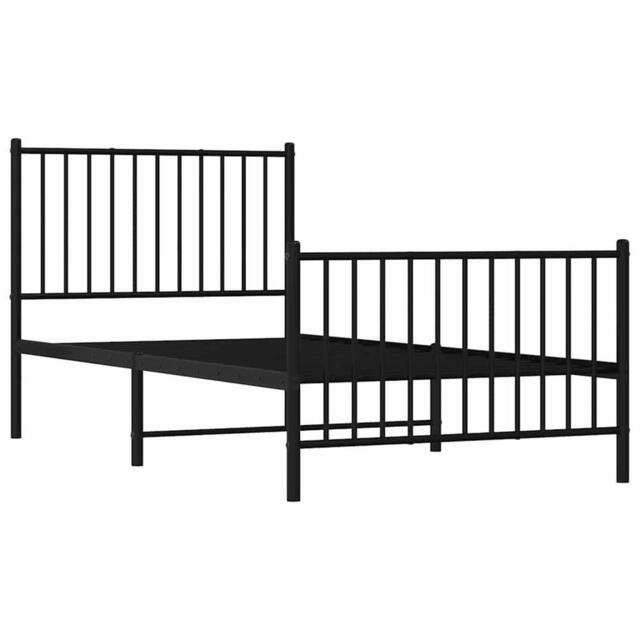 Berkfield Home Metal Bed Frame with Headboard & Footboard Black 90x190 cm Single - image 1