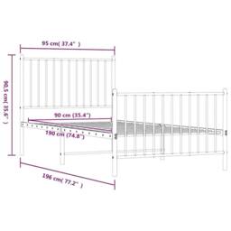 Berkfield Home Metal Bed Frame with Headboard & Footboard Black 90x190 cm Single - thumbnail 9