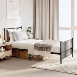 Berkfield Home Metal Bed Frame with Headboard & Footboard Black 90x190 cm Single - thumbnail 2
