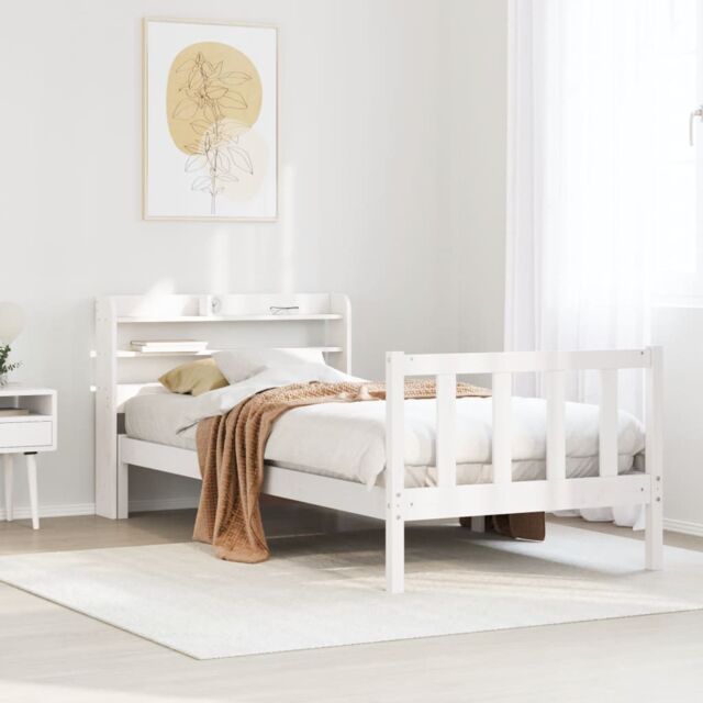 Berkfield Home Bed Frame without Mattress White 100x200 cm Solid Wood Pine - image 1