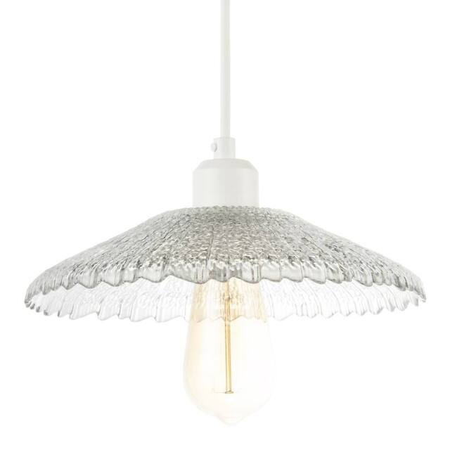 Happy Homewares Textured Glass Pendant Shade with Mushroom or Parasol Silhouette Shape in Clear - image 1
