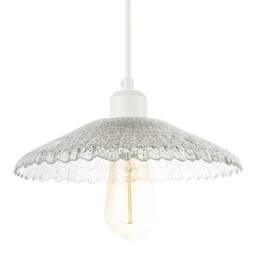 Happy Homewares Textured Glass Pendant Shade with Mushroom or Parasol Silhouette Shape in Clear