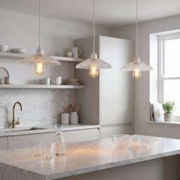 Happy Homewares Textured Glass Pendant Shade with Mushroom or Parasol Silhouette Shape in Clear - thumbnail 6