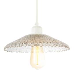 Happy Homewares Textured Glass Pendant Shade with Mushroom or Parasol Silhouette Shape in Clear - thumbnail 2