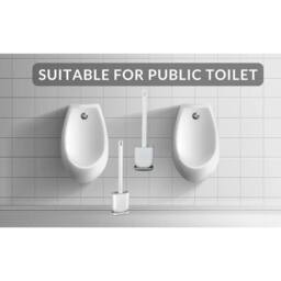 EONLION 2xSilicone Toilet Brush with Toilet Brush Holder Wall Mounted in White - thumbnail 2