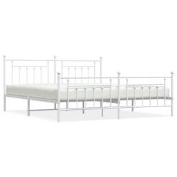 Berkfield Home Metal Bed Frame with Headboard & Footboard White 193x203 cm - thumbnail 2