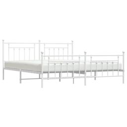 Berkfield Home Metal Bed Frame with Headboard & Footboard White 193x203 cm - thumbnail 4