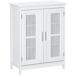 Kleankin Modern Bathroom Cabinet, Freestanding Floor Cabinet with Storage, White - thumbnail 2