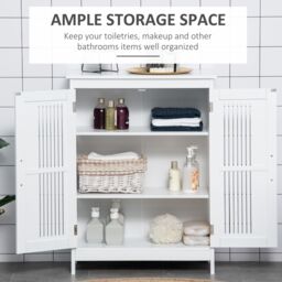 Kleankin Modern Bathroom Cabinet, Freestanding Floor Cabinet with Storage, White - thumbnail 4
